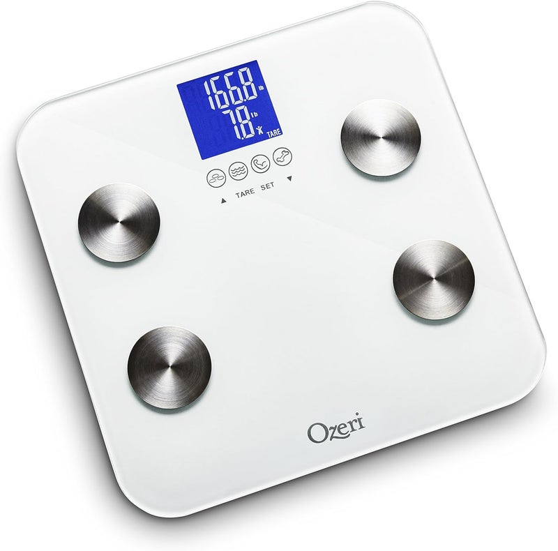 Ozeri ميزان الحمام Ozeri Touch 200 كجم 440 رطل لقياس الوزن ودهون الجسم والترطيب والعضلات وكتلة العظام مع تقنية التعرف التلقائي وتكنولوجيا الوزن للأطفال - Image 3