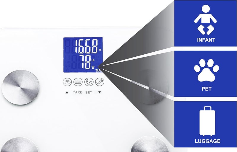 Ozeri ميزان الحمام Ozeri Touch 200 كجم 440 رطل لقياس الوزن ودهون الجسم والترطيب والعضلات وكتلة العظام مع تقنية التعرف التلقائي وتكنولوجيا الوزن للأطفال - Image 2