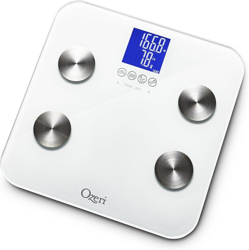 Ozeri ميزان الحمام Ozeri Touch 200 كجم 440 رطل لقياس الوزن ودهون الجسم والترطيب والعضلات وكتلة العظام مع تقنية التعرف التلقائي وتكنولوجيا الوزن للأطفال - Image 4