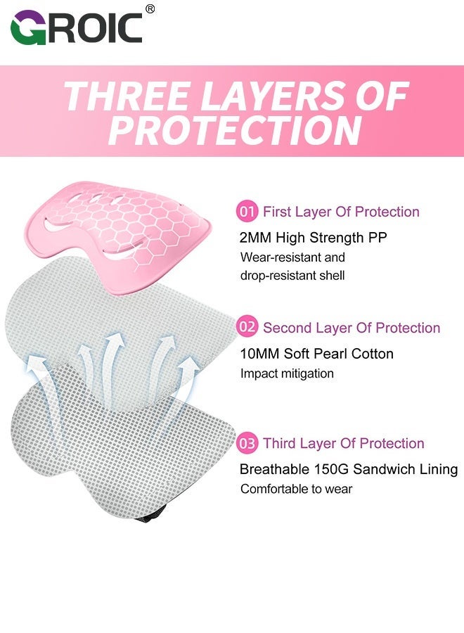 GROIC 7Pcs Kids Bike Helmet Set,Skateboard Knee Pads, Helmet Pad Set Protective Gear Set,Kids Helmet Set with Knee Elbow Wrist Pads for Skateboard Cycling Scooter Rollerblading(Pink) - Image 2