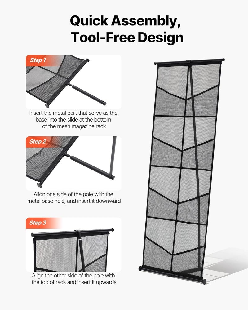 VEVOR Brochure Display Stand, 4-Tier 8 Pockets Mesh Literature Display Holder, Floor Standing Magazine Newspaper Catalog Rack, Lightweight and Portable with Carrying Bag for Shop Exhibitions Office - Image 5