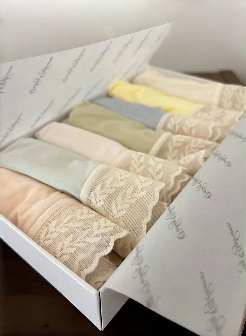 متجر الفرح 7 عبوات من الملابس الداخلية القطنية النسائية، مقاسات عادية وكبيرة، صندوق هدايا - Image 2