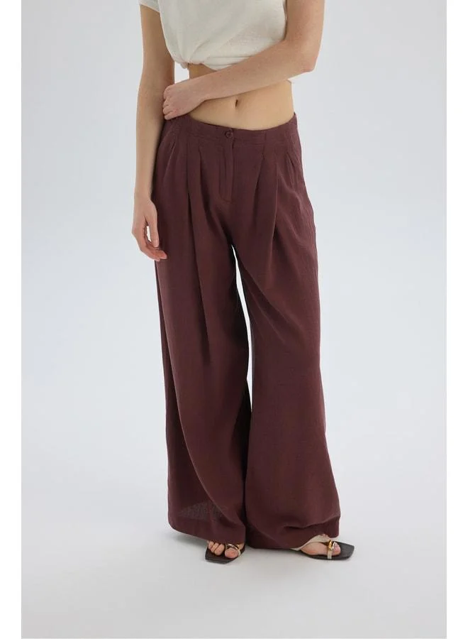 Bohemai  Mahoney Burgundy Linen Palazzo Pants for Women | Best Price UAE