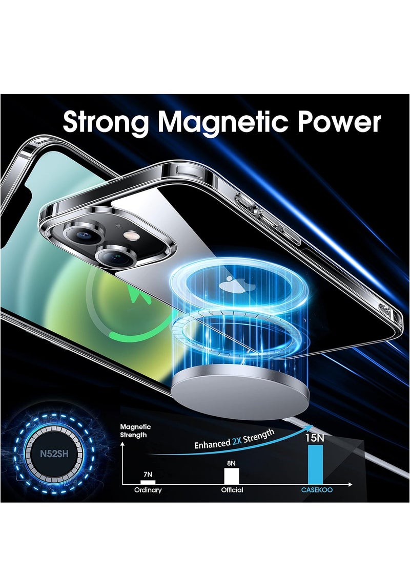 ELTERAZONE Magnetic Crystal Clear Designed for iPhone 12 Case, Designed for iPhone 12 Pro Case [Yellow Resistant] [MIL-Grade Drop d] Compatible with MagSafe Protective Slim Cover 6.1’’ -Clear