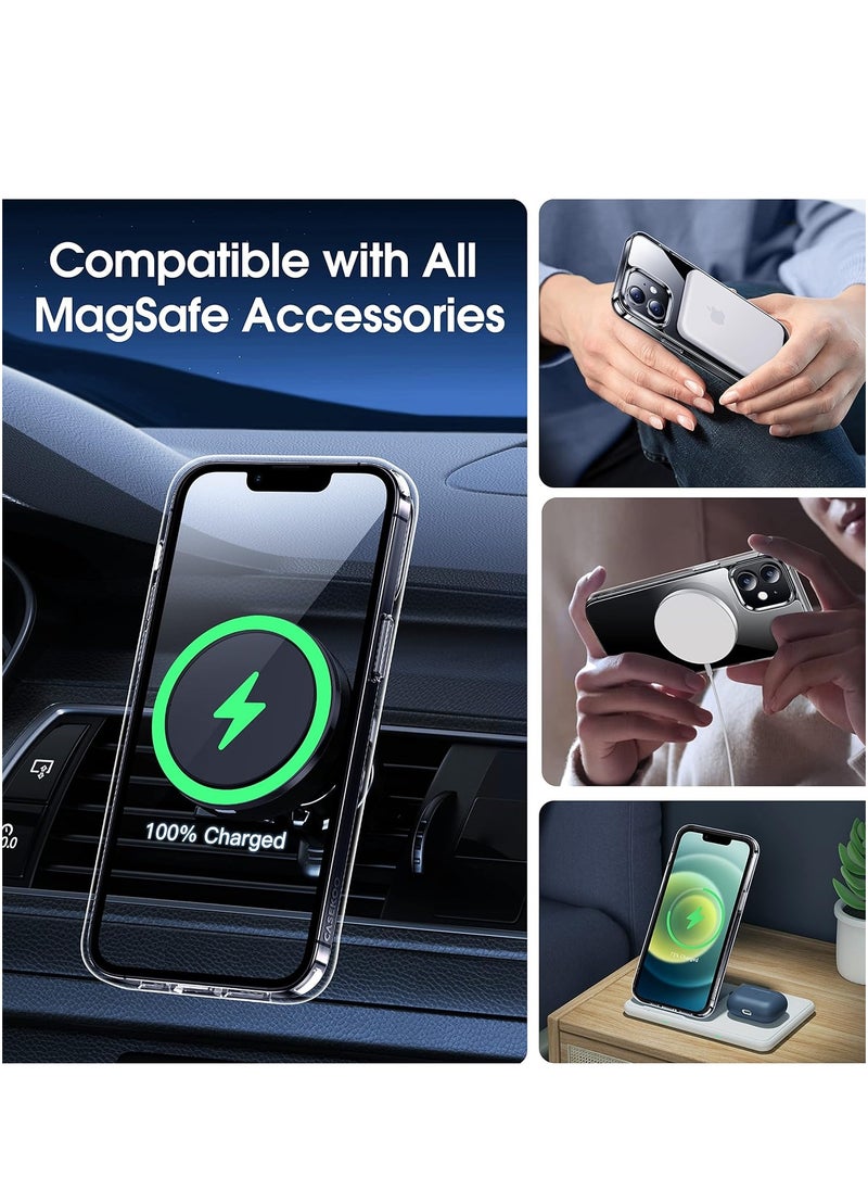 ELTERAZONE Magnetic Crystal Clear Designed for iPhone 12 Case, Designed for iPhone 12 Pro Case [Yellow Resistant] [MIL-Grade Drop d] Compatible with MagSafe Protective Slim Cover 6.1’’ -Clear