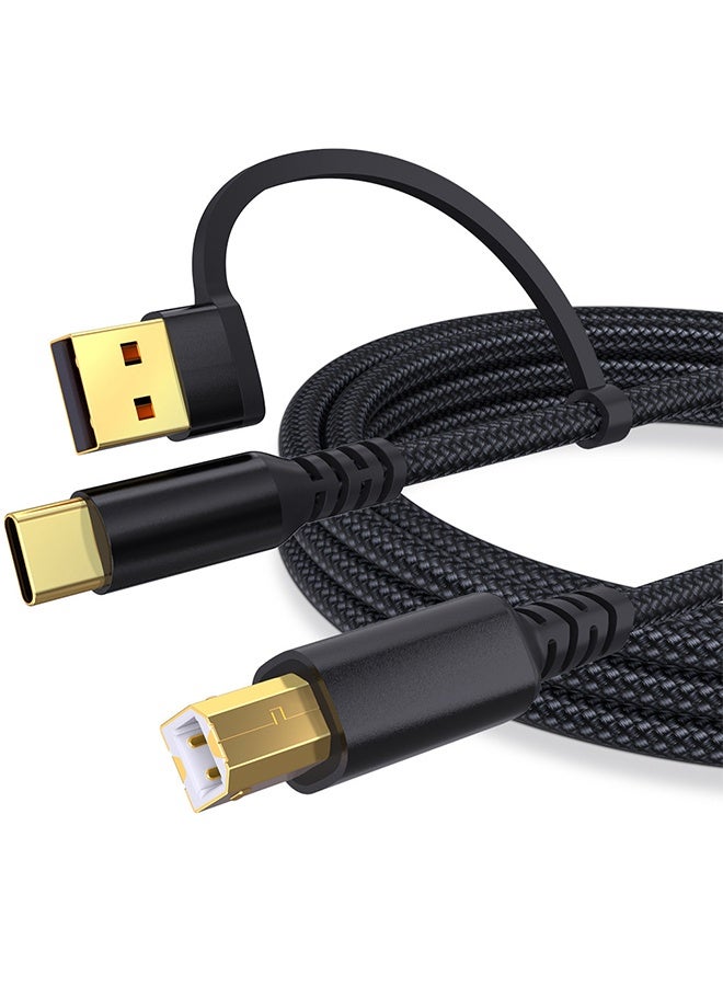 USB A/C to USB B Printer Cable 6.6ft - High-Speed for HP, Canon, Brother, Samsung, Dell, Epson, Lexmark, Xerox, and More - Image 1