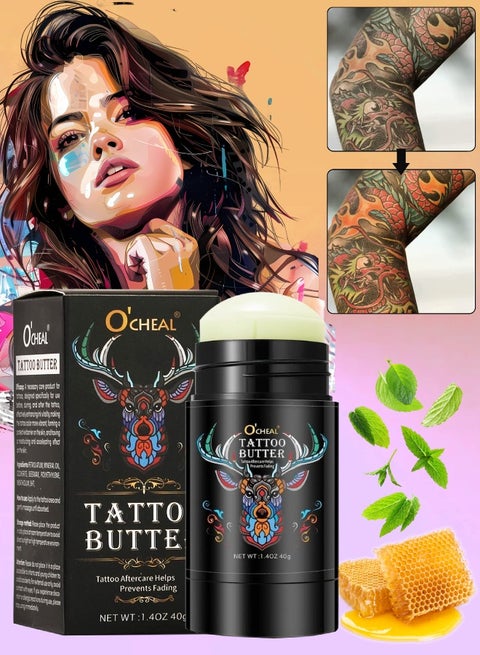 Tattoo Butter Aftercare Balm Cream Moisturizer Hydrates New Tattoos Revives Old Tattoos Daily Tattoo Healing Brightener Tattoo Lotion Color Enhancement and Brightener Balm 40g