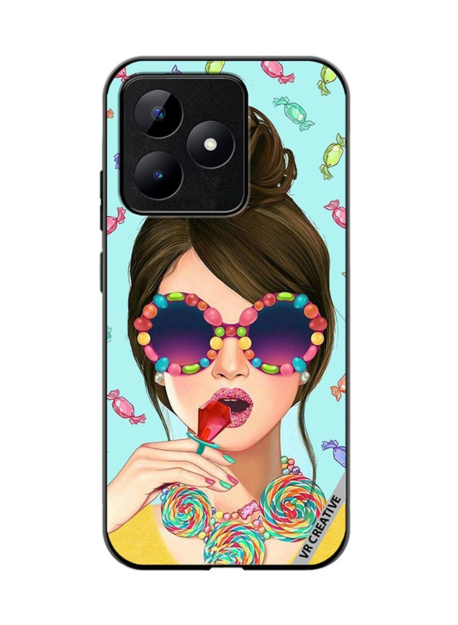 VR CREATIVE غطاء حماية لهاتف Realme C53 بتصميم فتاة أنيقة متعدد الألوان - Image 1