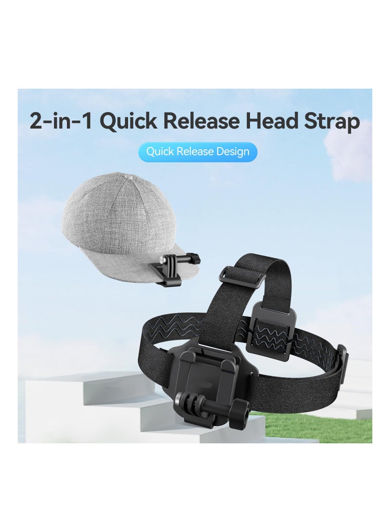 Zikra Head Strap Cap Clip Mount, with Phone Clip Vertical Mount Kit, 2-in-1 Cellphone POV Selfie Holder Head Mount, Fit for GoPro Max Hero Insta360 DJI Action iPhone Android, Video, Vlog - Image 2