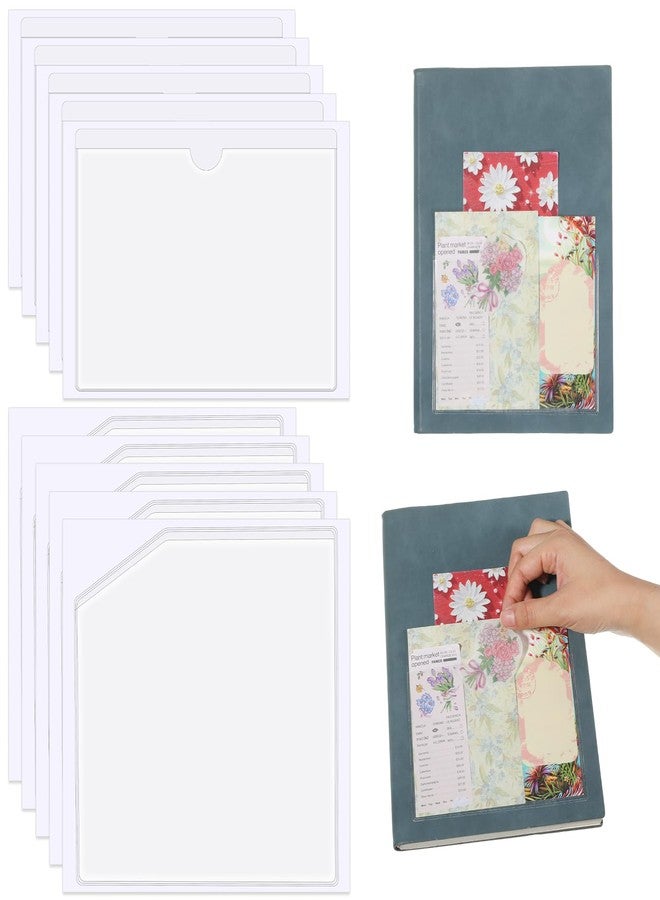 Xyembu 10 PCS Adhesive Pockets, 2 Sizes Sticky Pocket Sleeves, Planner Accessories Suitable for Planners Index, Card Pockets, Notebooks, Label Holder, Adds Extra Storage Space, White - Image 1