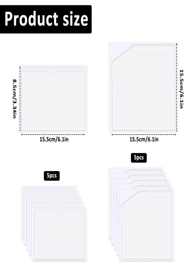 Xyembu 10 PCS Adhesive Pockets, 2 Sizes Sticky Pocket Sleeves, Planner Accessories Suitable for Planners Index, Card Pockets, Notebooks, Label Holder, Adds Extra Storage Space, White - Image 2