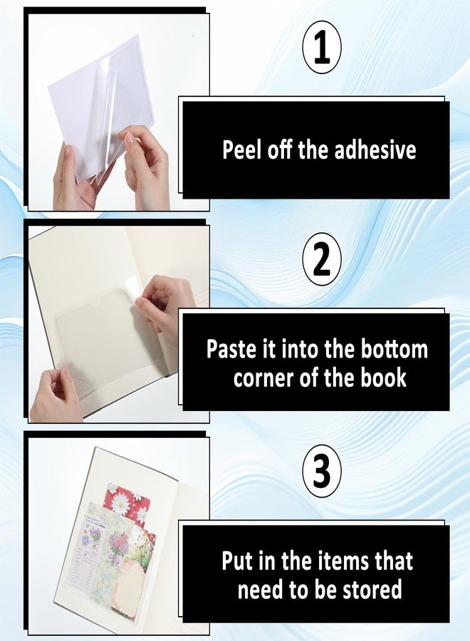 Xyembu 10 PCS Adhesive Pockets, 2 Sizes Sticky Pocket Sleeves, Planner Accessories Suitable for Planners Index, Card Pockets, Notebooks, Label Holder, Adds Extra Storage Space, White - Image 3