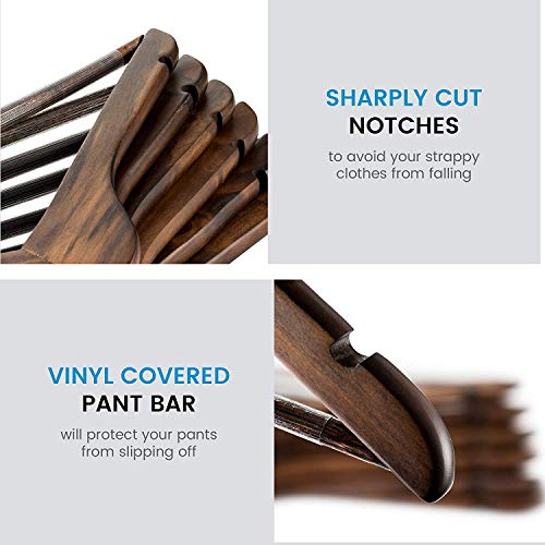 Evolluxi Lotus Wooden Hangers, Solid Wood Shirt Hangers,Dress Coat Jacket Clothes Hangers,with Extra Smooth Finish, 360 Degree Swivel Hook(Retro) (Walnut, 36) - Image 5