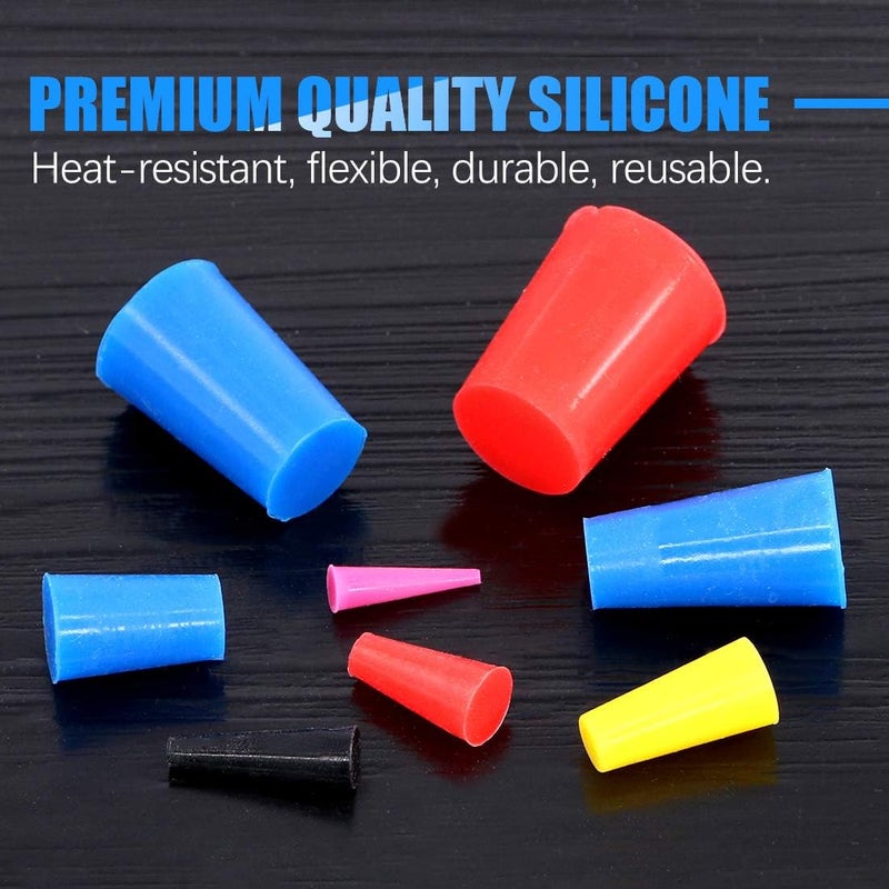 Glarks 50Pcs Silicone Rubber Tapered Plug Assortment Kit for Masking Off Holes During Powder Coating, Painting, Hydro Dipping, Media Blasting (50Pcs) - Image 5