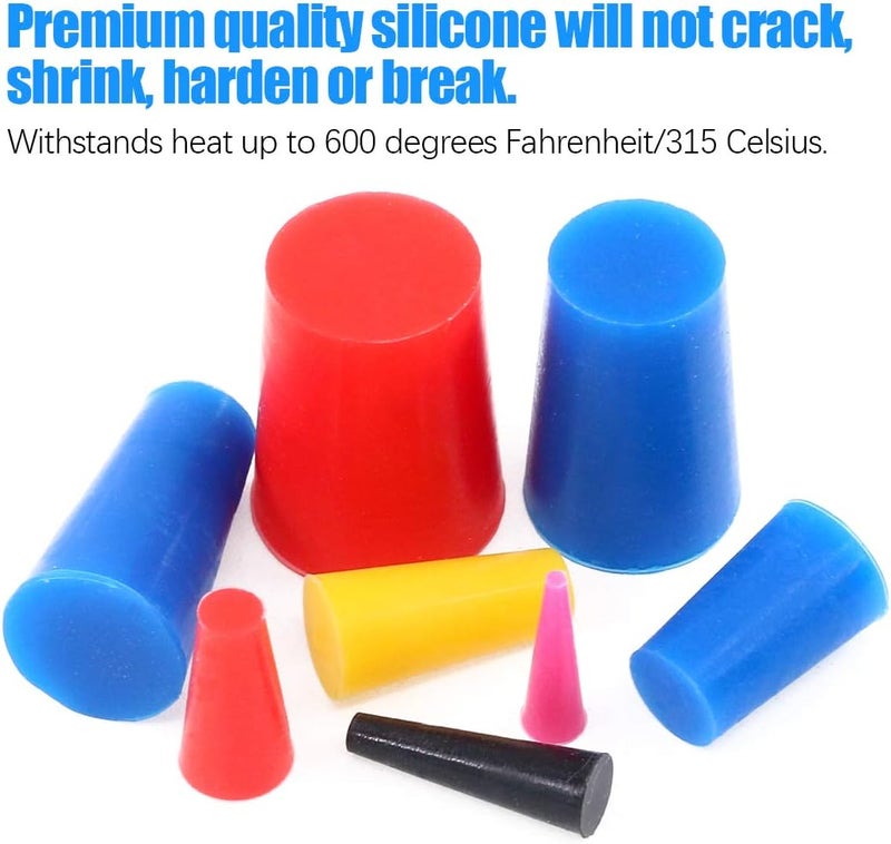 Glarks 50Pcs Silicone Rubber Tapered Plug Assortment Kit for Masking Off Holes During Powder Coating, Painting, Hydro Dipping, Media Blasting (50Pcs) - Image 3