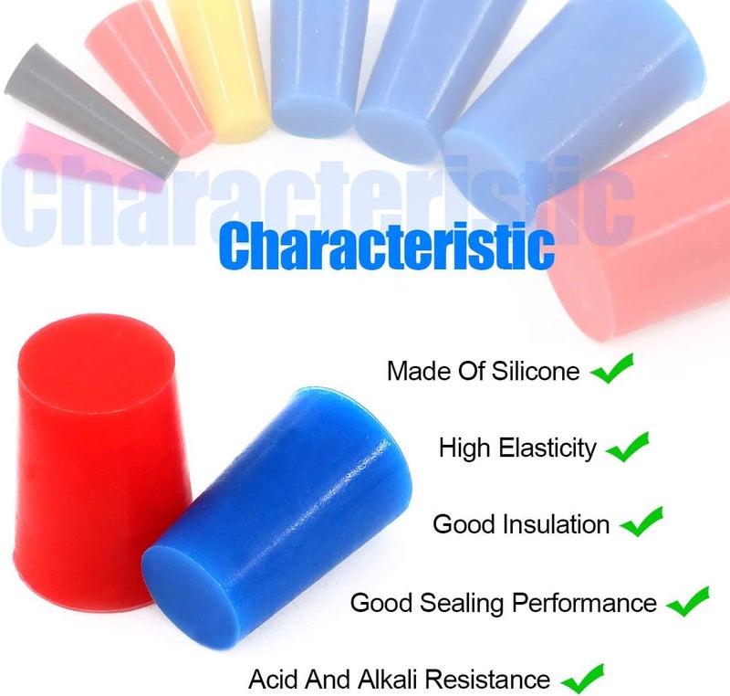 Glarks 50Pcs Silicone Rubber Tapered Plug Assortment Kit for Masking Off Holes During Powder Coating, Painting, Hydro Dipping, Media Blasting (50Pcs) - Image 4