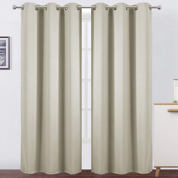 Light Beige Thermal Blackout Curtains42 x 95 InchSet of 2 Panels Room Darkening Curtains for Bedroom