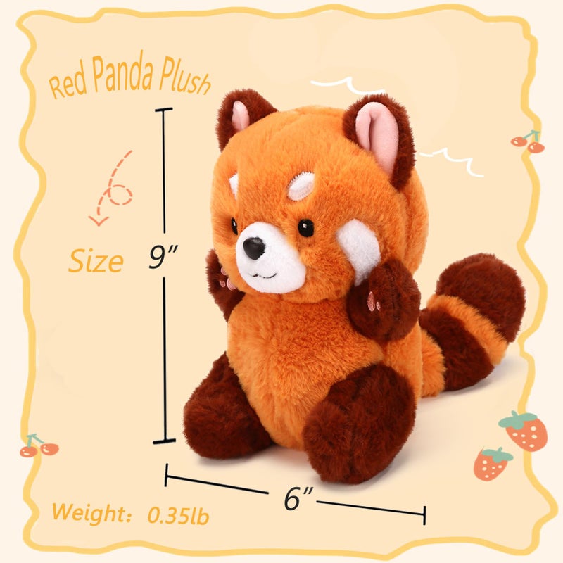 Riuhot Cute Red Panda Plush Toy - Stuffed Animal Gift for Girlfriend, Kids Birthday - 9" Red Panda plushies - Image 4