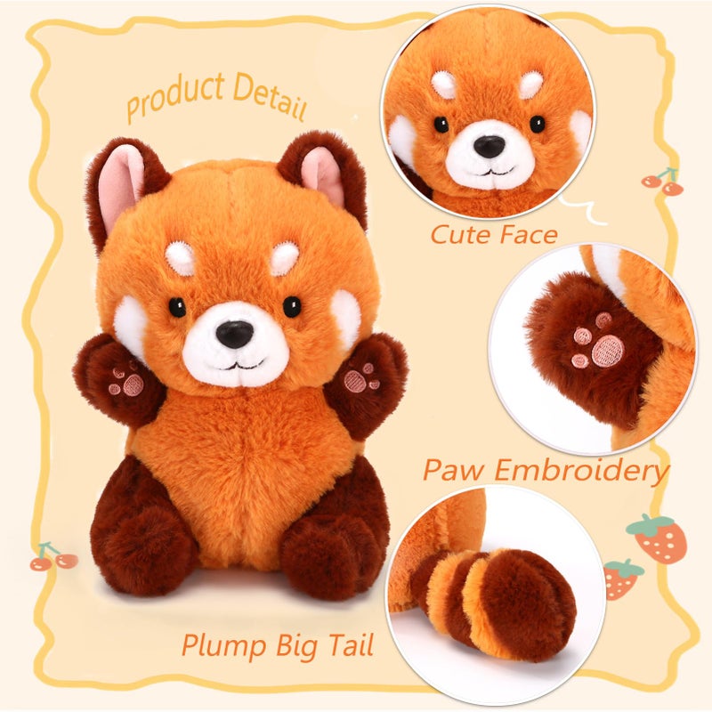 Riuhot Cute Red Panda Plush Toy - Stuffed Animal Gift for Girlfriend, Kids Birthday - 9" Red Panda plushies - Image 5