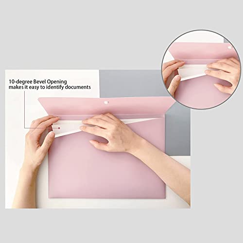 VANRA Poly File Folders Letter Size File Jackets Organizer Plastic Envelope A4 Flat Document Holder with Snap Button Closure (Pastel Pink, Pack of 5) - Image 3