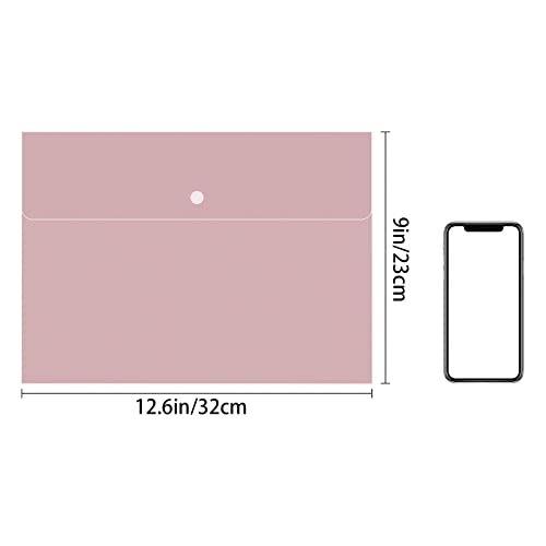 VANRA Poly File Folders Letter Size File Jackets Organizer Plastic Envelope A4 Flat Document Holder with Snap Button Closure (Pastel Pink, Pack of 5) - Image 2