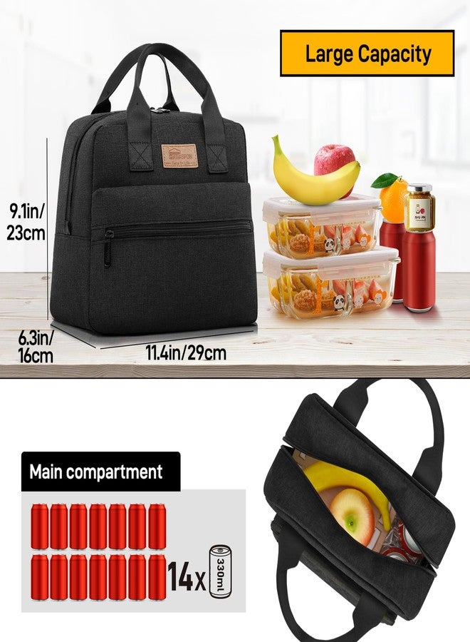 HOMESPON Insulated Lunch Bag for Women Men Lunch Box Cooler Lunch Tote for Work Picnic (Black) - Image 3