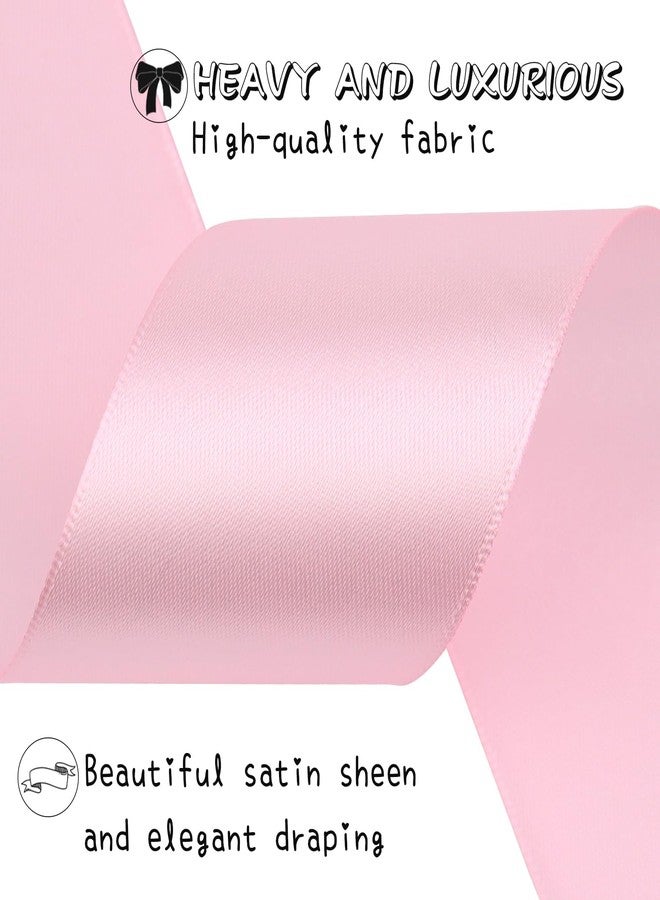 RIUNBB Pink Solid Satin Ribbon 2 Inch 25 Yards Solid Polyester Fabric Ribbon for Gift Wrapping Wedding Christmas Baby Shower Birthday Party Decoration Handmade Immortal Flower Craft - Image 4