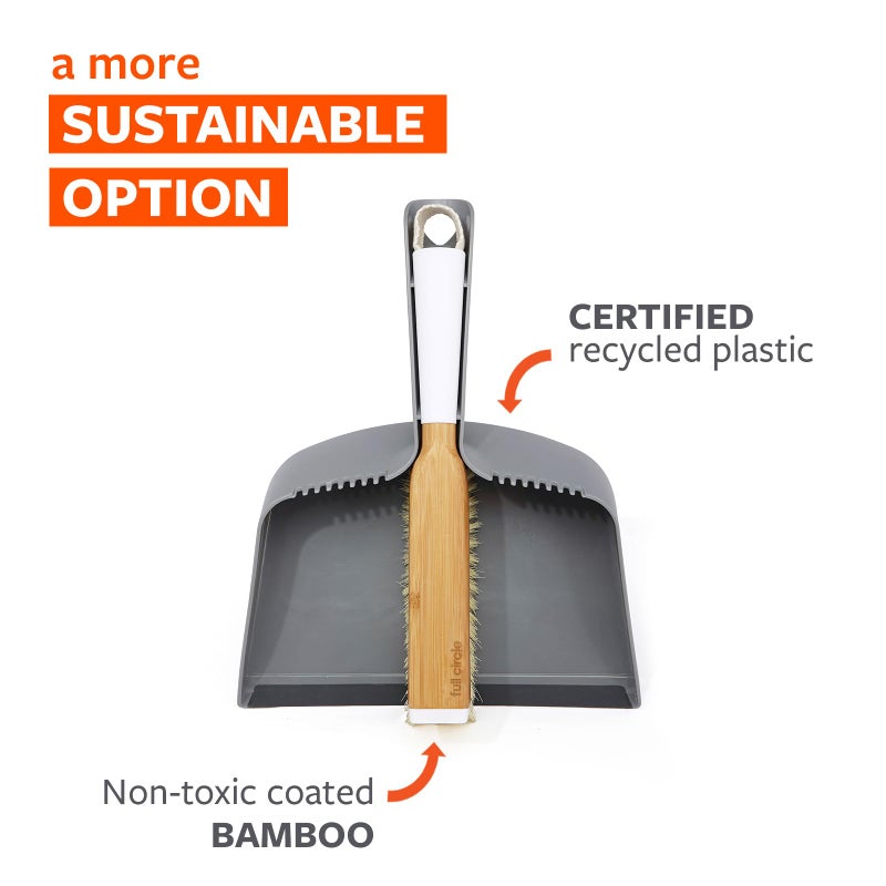 Full Circle Clean Team Brush & DustPan Set, White & Grey - Image 3