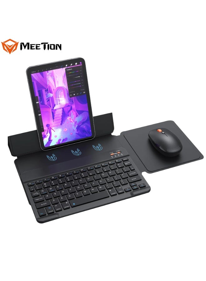 MEETION Foldable 3 in 1 Magnetic Case BTC9660 Scissor Switches Keyboard Long-lasting 500mAh Battery Adjustable DPI Silent Mouse Multi Operating System Compatibility - Image 5