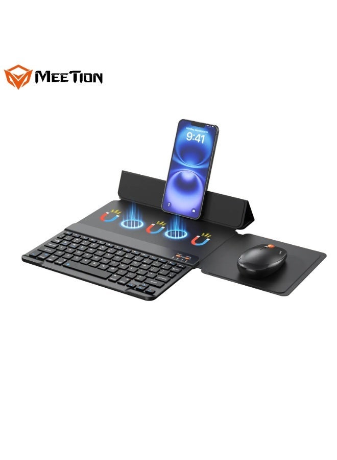 MEETION Foldable 3 in 1 Magnetic Case BTC9660 Scissor Switches Keyboard Long-lasting 500mAh Battery Adjustable DPI Silent Mouse Multi Operating System Compatibility - Image 1