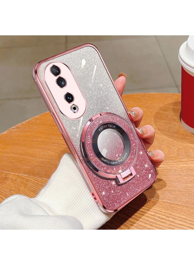 زبون جراب لهاتف Honor 90، جراب دائري من مادة TPU بحامل لامع متدرج مطلي - Image 1