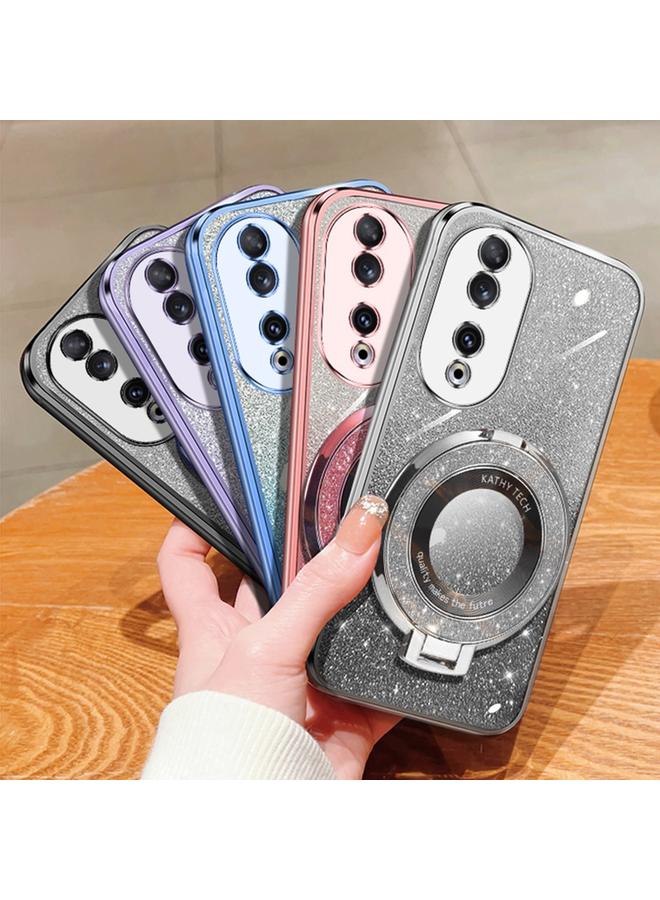 زبون جراب لهاتف Honor 90، جراب دائري من مادة TPU بحامل لامع متدرج مطلي - Image 2