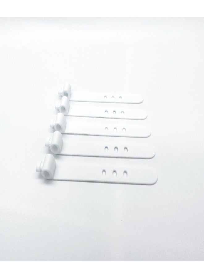 Loquat 95mm Silicone Cable Ties Earphone Organizer Data Cable Ties Desktop Convenient Bundling Charging Winder-Color:White 3-hole Oval Buckle (73 * 10mm) - Image 1