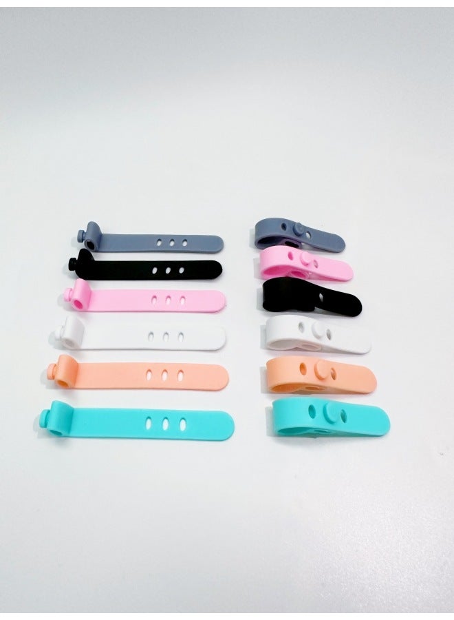 Loquat 95mm Silicone Cable Ties Earphone Organizer Data Cable Ties Desktop Convenient Bundling Charging Winder-Color:White 3-hole Oval Buckle (73 * 10mm) - Image 5