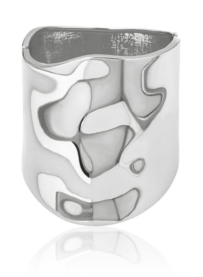 YBMYCM Wide Cuff Chunky Gold-Plated Bracelets for Women Open Cuff Bangles Adjustable Wrist Cuff Bracelets for Women - Image 1