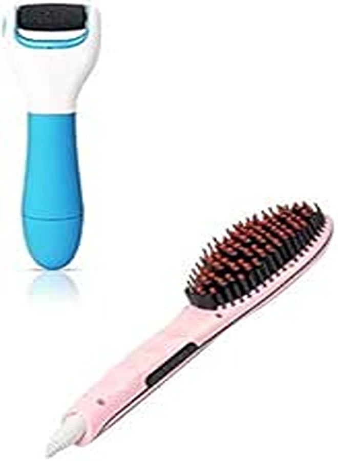 Generic Fast Hair Straightener - 230'C - Pink with Velvet Smooth Electronic Foot Hard Skin Remover - Blue/White