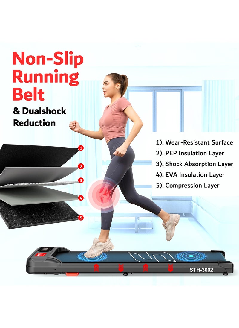 Sparnod Fitness - STH-3002 Home Use Walking Pad & Treadmill | Compact, Ultra-Slim, Ready To Use | Shock Absorption | Led Display | Manual Incline | 100 Kg Capacity - Image 1