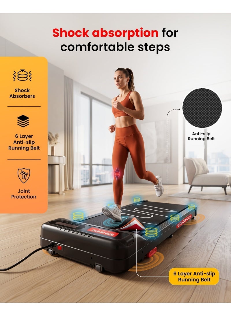 Sparnod Fitness STH-3002 Walking Pad & Treadmill | 2.5 HP DC Motor | Under Desk | Compact Ultra Slim | LED Display | Shock Absorption | 2-level manual incline | 1-6 km/h Speed | 100 kg Capacity - Image 4