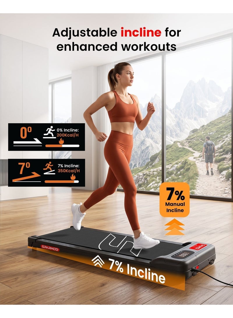 Sparnod Fitness STH-3002 Walking Pad & Treadmill | 2.5 HP DC Motor | Under Desk | Compact Ultra Slim | LED Display | Shock Absorption | 2-level manual incline | 1-6 km/h Speed | 100 kg Capacity - Image 3