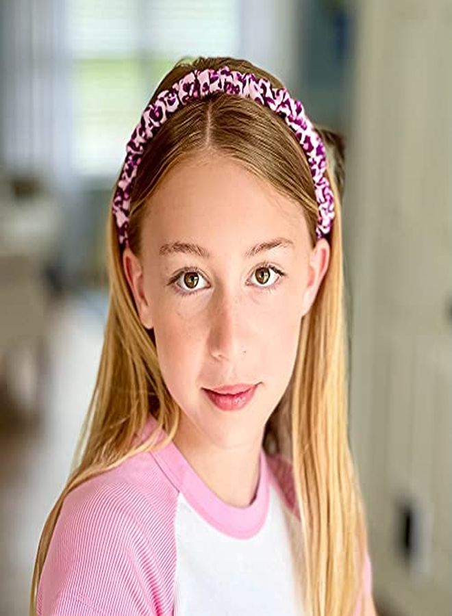 FROG SAC 4 Cheetah Headbands For Girls Stretch Ruched Scrunchie Head Bands For Teens Kids Thin Leopard And Cow Animal Print Headband Head Wraps Elastic Hair Accessories Girl Hairbands Headwraps - Image 2