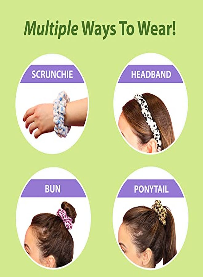 FROG SAC 4 Cheetah Headbands For Girls Stretch Ruched Scrunchie Head Bands For Teens Kids Thin Leopard And Cow Animal Print Headband Head Wraps Elastic Hair Accessories Girl Hairbands Headwraps - Image 4