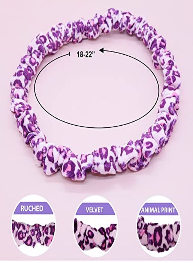 FROG SAC 4 Cheetah Headbands For Girls Stretch Ruched Scrunchie Head Bands For Teens Kids Thin Leopard And Cow Animal Print Headband Head Wraps Elastic Hair Accessories Girl Hairbands Headwraps - Image 5
