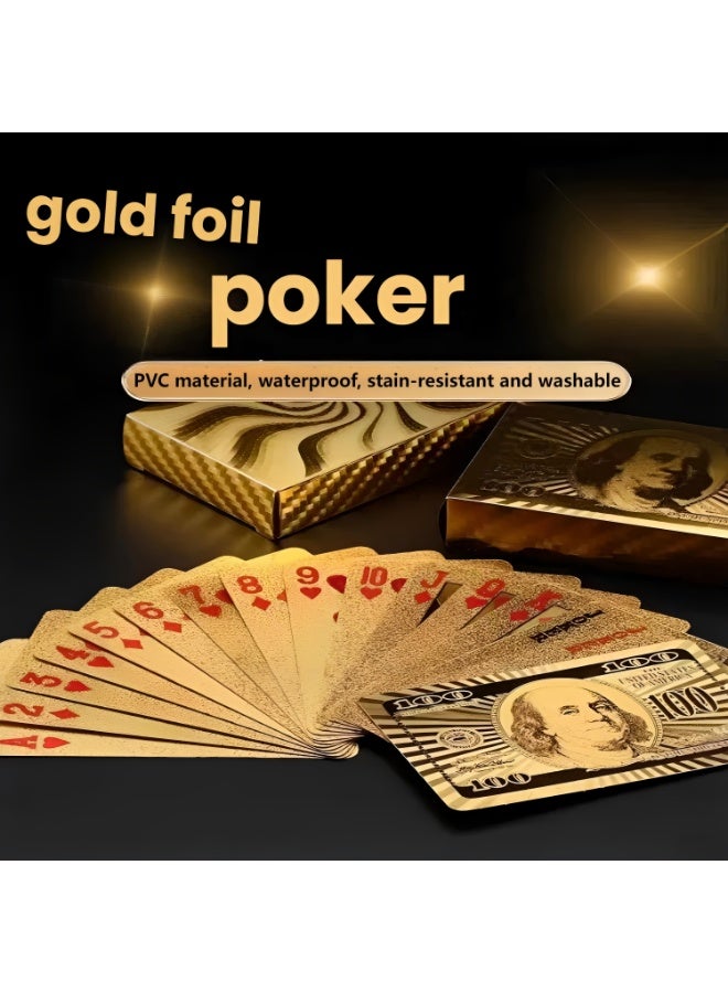 Luxury Gold Foil Playing Cards, Waterproof & Desert-Durable Poker Card Set, Ideal for Arabic Nights & VIP Gaming – Premium Metallic Finish, 52 Cards with Jokers - Image 2