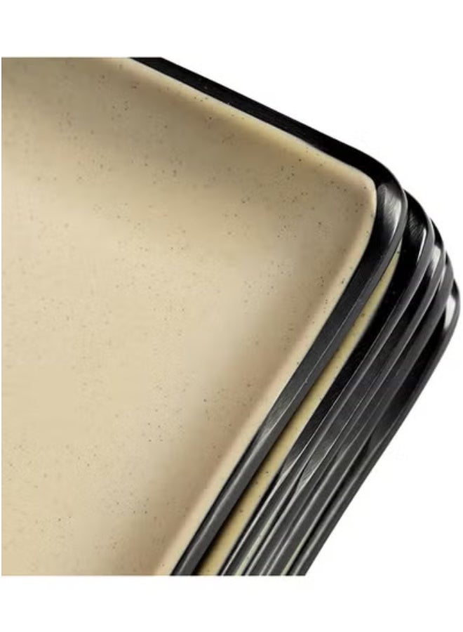 ماستر جولد 6 قطع صحون تقديم مستطيلة ميلامين | أطباق المقبلات | صحون تقديم المأكولات البحرية | مقاوم للكسر، آمن للاستخدام في غسالة الأطباق والميكروويف | للمنزل، المطعم، الفنادق (بيج | أسود، 29.5 * 12.5 سم) - Image 4