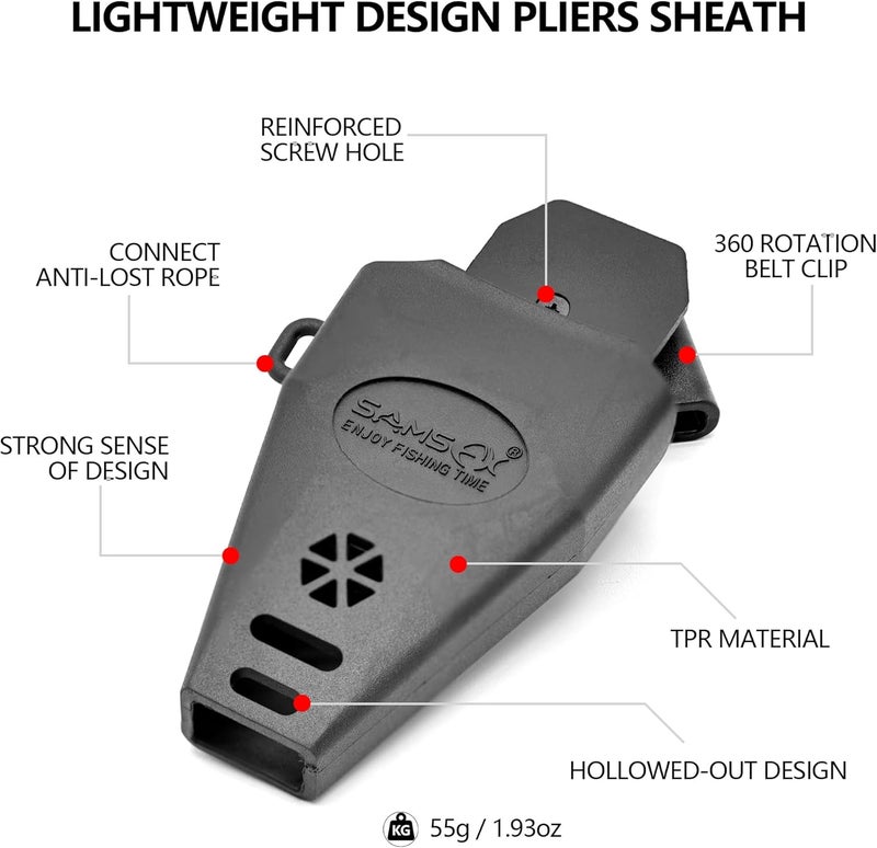 SAMSFX Aluminum Fishing Pliers Hook Remover Braid Line Cutter with Coiled Lanyard, Fly Fishing Knot Tying Tool & Retractors - Image 5