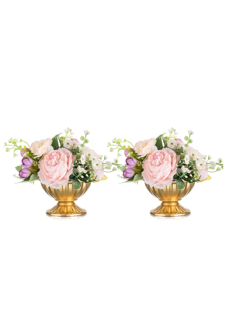 SYOSI Mini Gold Flower Arrangement Pots, 2.6IN Metal Vase Urn Planters for Centerpiece Table Decorations, Home, Party, Anniversary, Ceremony, Wedding Decor, Gold - Image 1