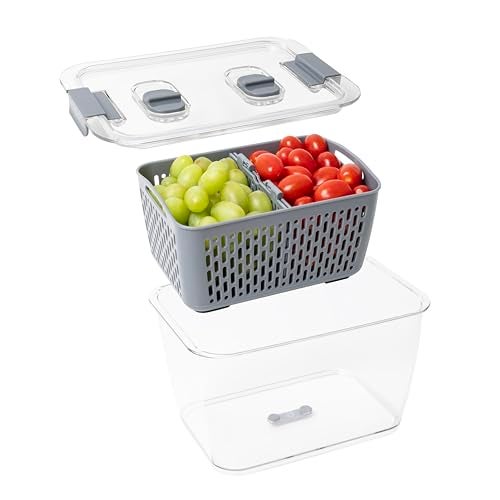 Kitchen Spaces Stackable Fridge Storage Colander Containers for Fresh Produce, Variety Pack, 3 Sizes to Organize Washed Fruits and Veggies, Snap and Seal Lids with Adjustable Vents, Hand Wash Only - Image 4
