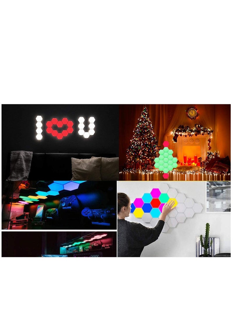 Hexagon Wall Light Multicolored, Smart LED Wall Light Panels Touch-Sensitive RGB Night Light DIY Geometry Splicing Modular Light for Bedroom Living/Gaming Room Hallway Party Decor,6 Pack(Fixed Color) - Image 2