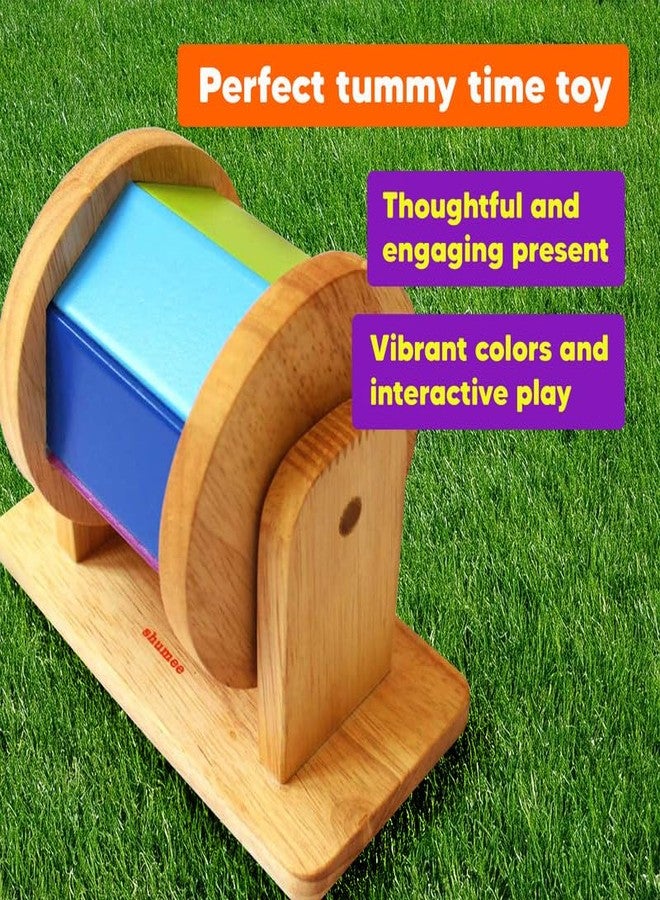 Shumee Wooden Rainbow Spinner Toy For Babies | (6 Months+) | Montessori Spinning Wheel | Tummy Time Sensory | Fine Motor Skills | Develop Hand-Eye Coordination | Handcrafted | Chakri/Buguri | Gift Toy - Image 5