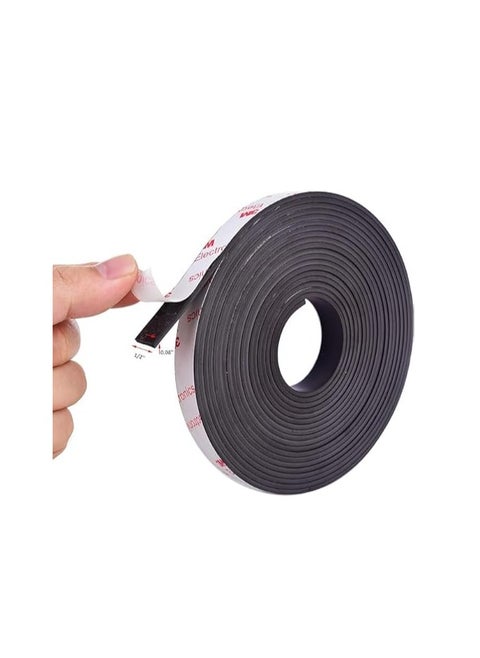 Flexible Magnetic Tape, 1cm x 2m Roll with Strong Self-Adhesive Backing, Perfect for Crafts, Art Projects, Whiteboards, Fridge Organization, Magnetic Tape for Versatile Use